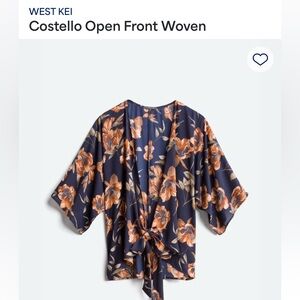 West Kei Navy Floral Open Front Top